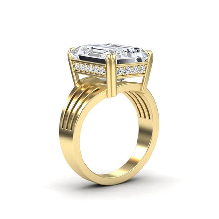 Moissanite & Diamond Fashion Solitaire Ring - Tasmia