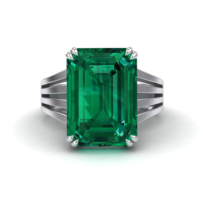 Lab Grown Emerald & Diamond Fashion Solitaire Ring - Tasmia