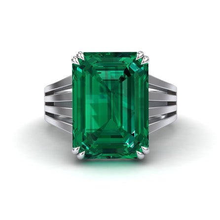 Lab Grown Emerald & Diamond Fashion Solitaire Ring - Tasmia