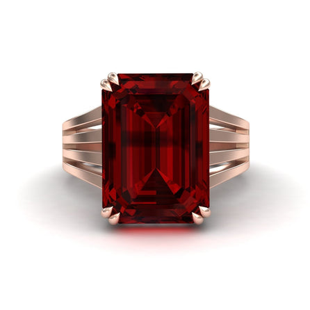Garnet & Diamond Fashion Solitaire Ring - Tasmia