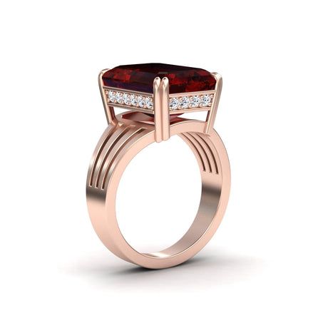 Garnet & Diamond Fashion Solitaire Ring - Tasmia