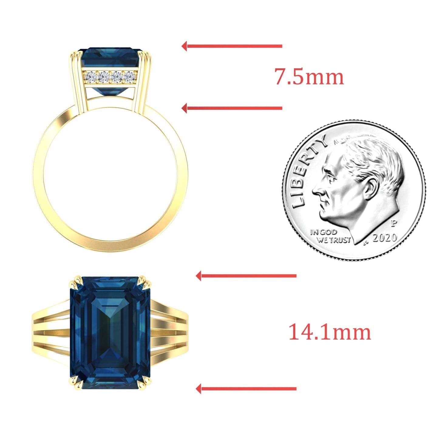 London Blue Topaz & Diamond Fashion Solitaire Ring - Tasmia