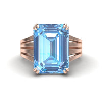 Swiss Blue Topaz & Diamond Fashion Solitaire Ring - Tasmia