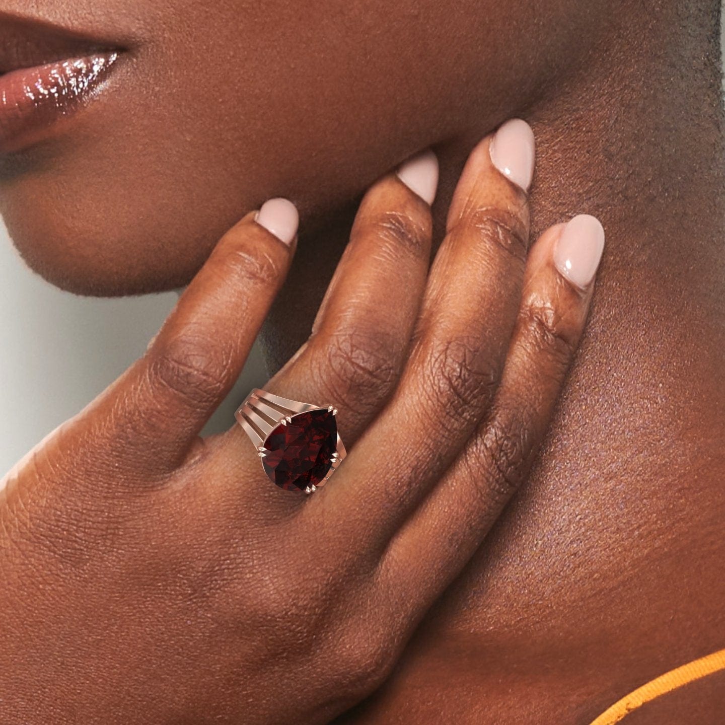 Garnet & Diamond Regal Ring - Anna