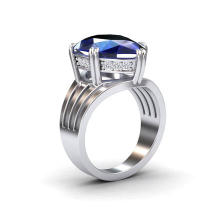 Lab Grown Blue Sapphire & Diamond Regal Ring - Anna
