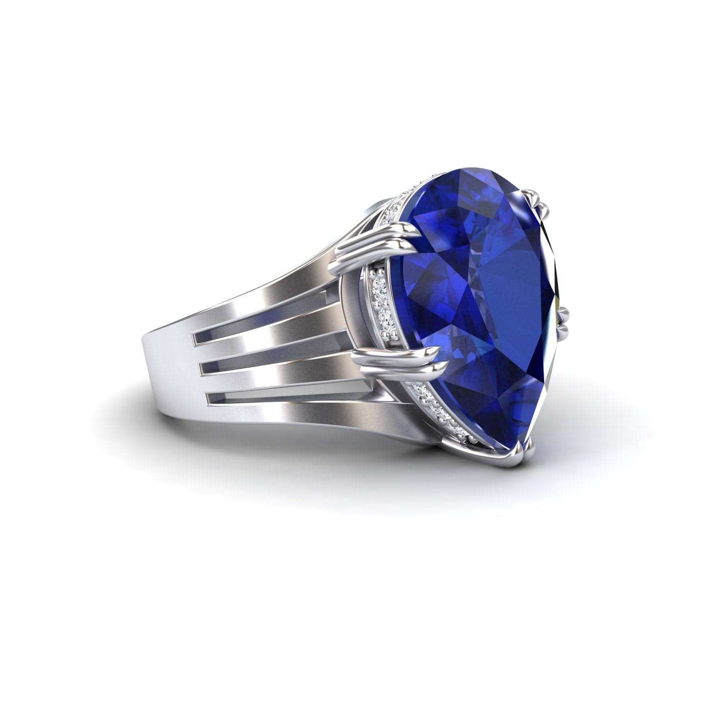 Lab Grown Blue Sapphire & Diamond Regal Ring - Anna