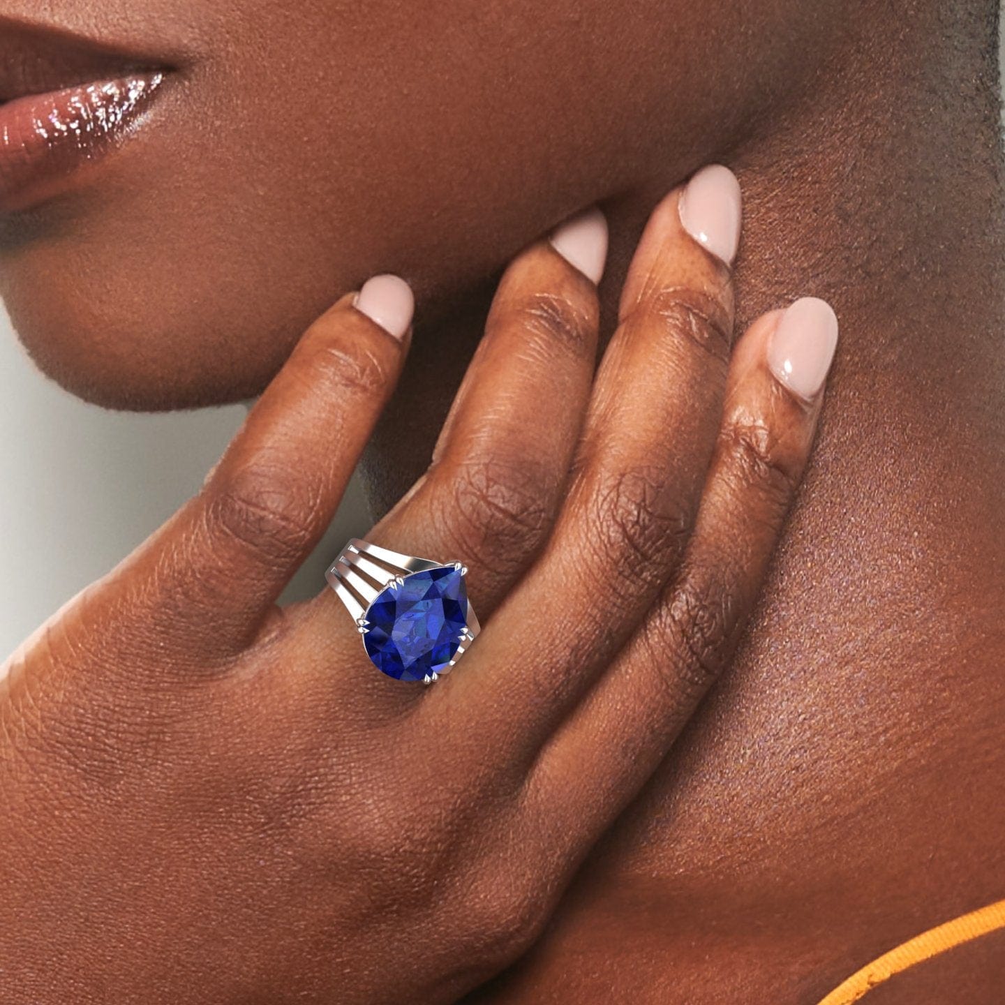 Lab Grown Blue Sapphire & Diamond Regal Ring - Anna