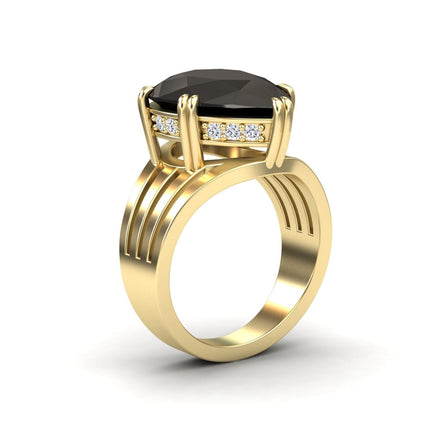Black Onyx & Diamond Regal Ring - Anna