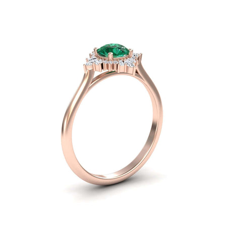 Emerald & Diamond Vintage-Inspired Starburst Ring - Delia
