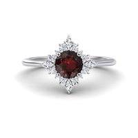 Garnet & Diamond Vintage-Inspired Starburst Ring - Delia