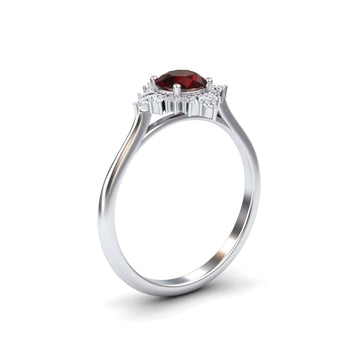 Garnet & Diamond Vintage-Inspired Starburst Ring - Delia