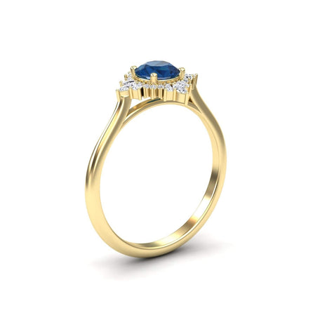 London Blue Topaz & Diamond Vintage-Inspired Starburst Ring - Delia