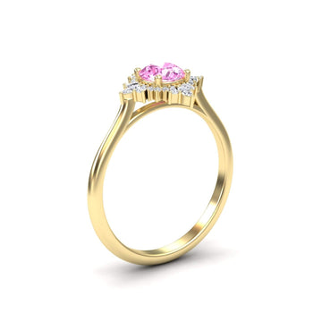 Pink Sapphire & Diamond Vintage-Inspired Starburst Ring - Delia