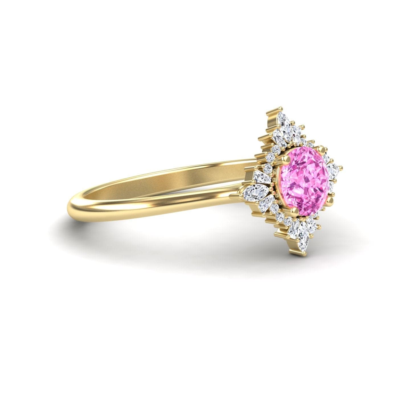 Pink Sapphire & Diamond Vintage-Inspired Starburst Ring - Delia