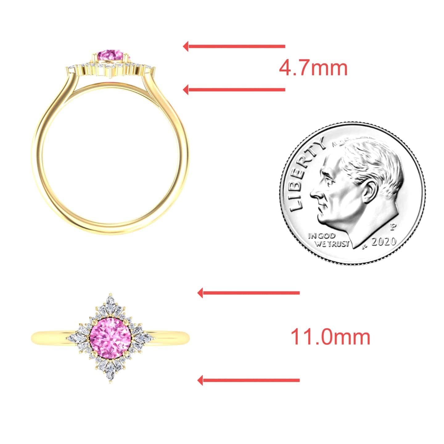 Pink Sapphire & Diamond Vintage-Inspired Starburst Ring - Delia