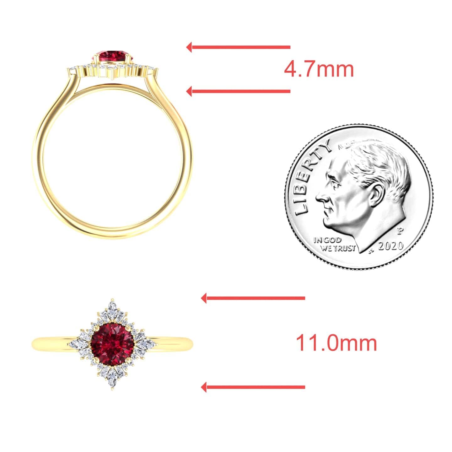 Ruby & Diamond Vintage-Inspired Starburst Ring - Delia