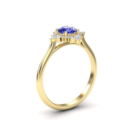 Tanzanite & Diamond Vintage-Inspired Starburst Ring - Delia
