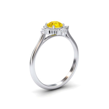 Yellow Sapphire & Diamond Vintage-Inspired Starburst Ring - Delia