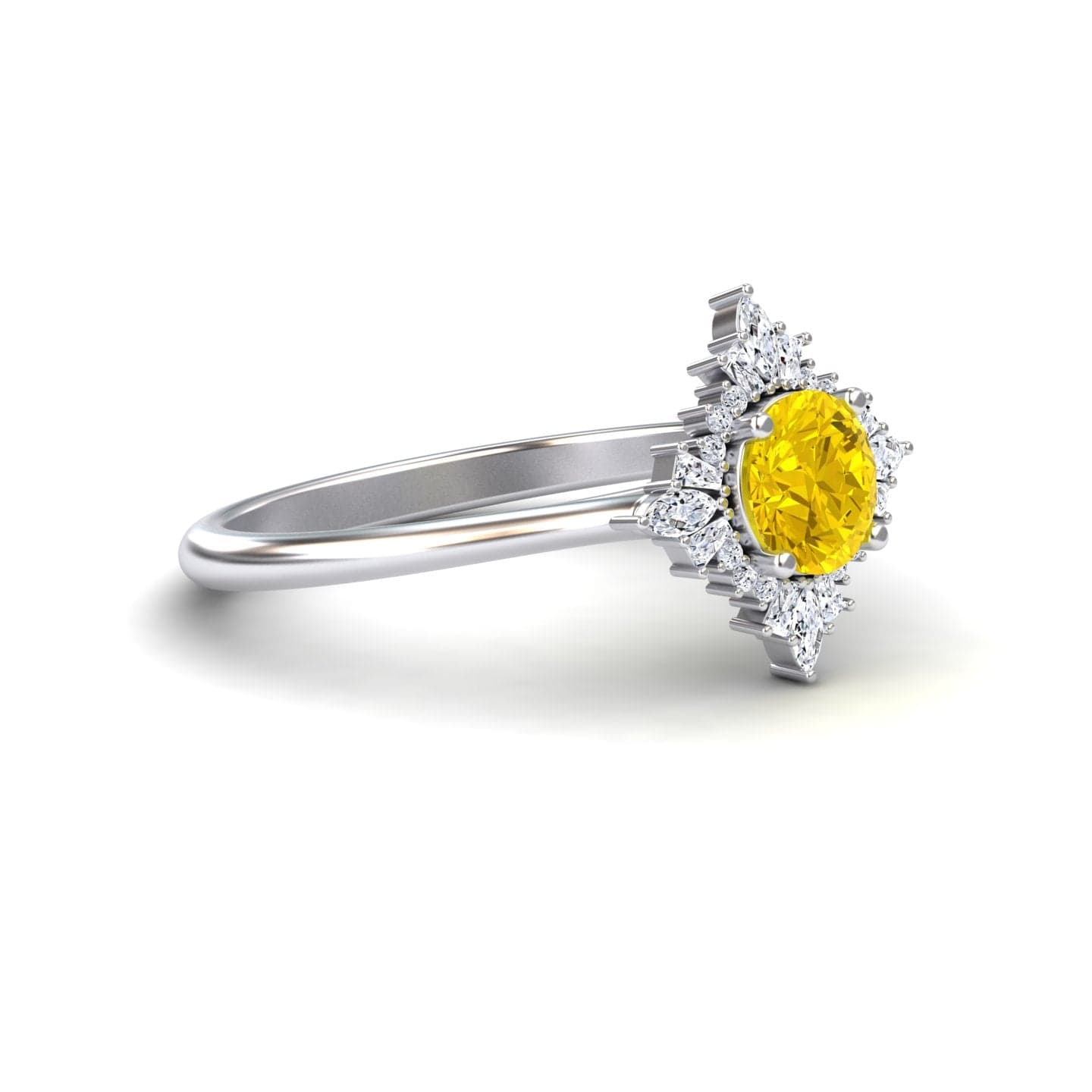 Yellow Sapphire & Diamond Vintage-Inspired Starburst Ring - Delia