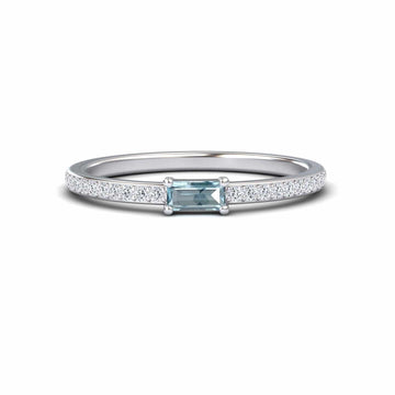 Aquamarine & Diamond Pave Ring - Dia