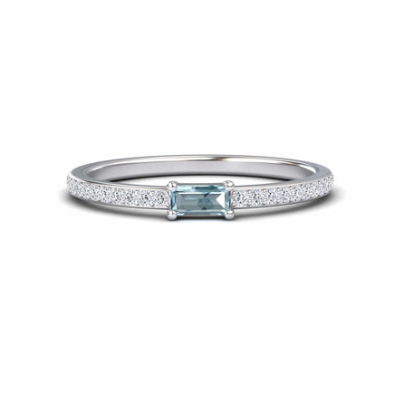 Aquamarine & Diamond Pave Ring - Dia