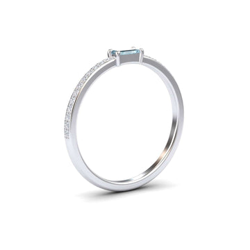 Aquamarine & Diamond Pave Ring - Dia