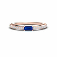 Blue Sapphire & Diamond Pave Ring - Dia