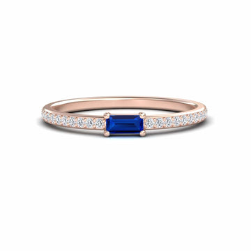 Blue Sapphire & Diamond Pave Ring - Dia