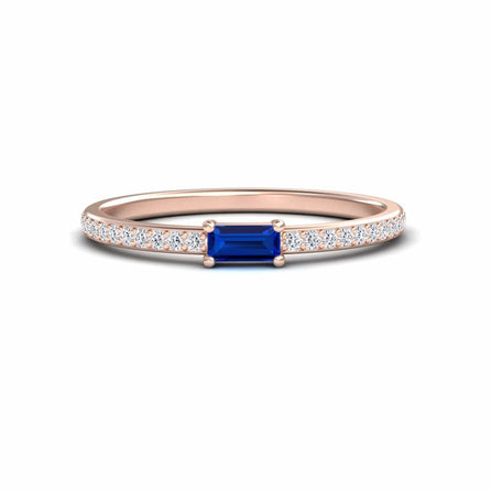 Blue Sapphire & Diamond Pave Ring - Dia