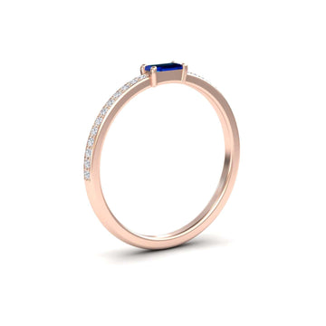Blue Sapphire & Diamond Pave Ring - Dia