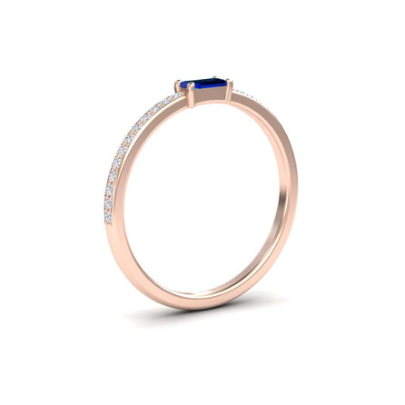 Blue Sapphire & Diamond Pave Ring - Dia