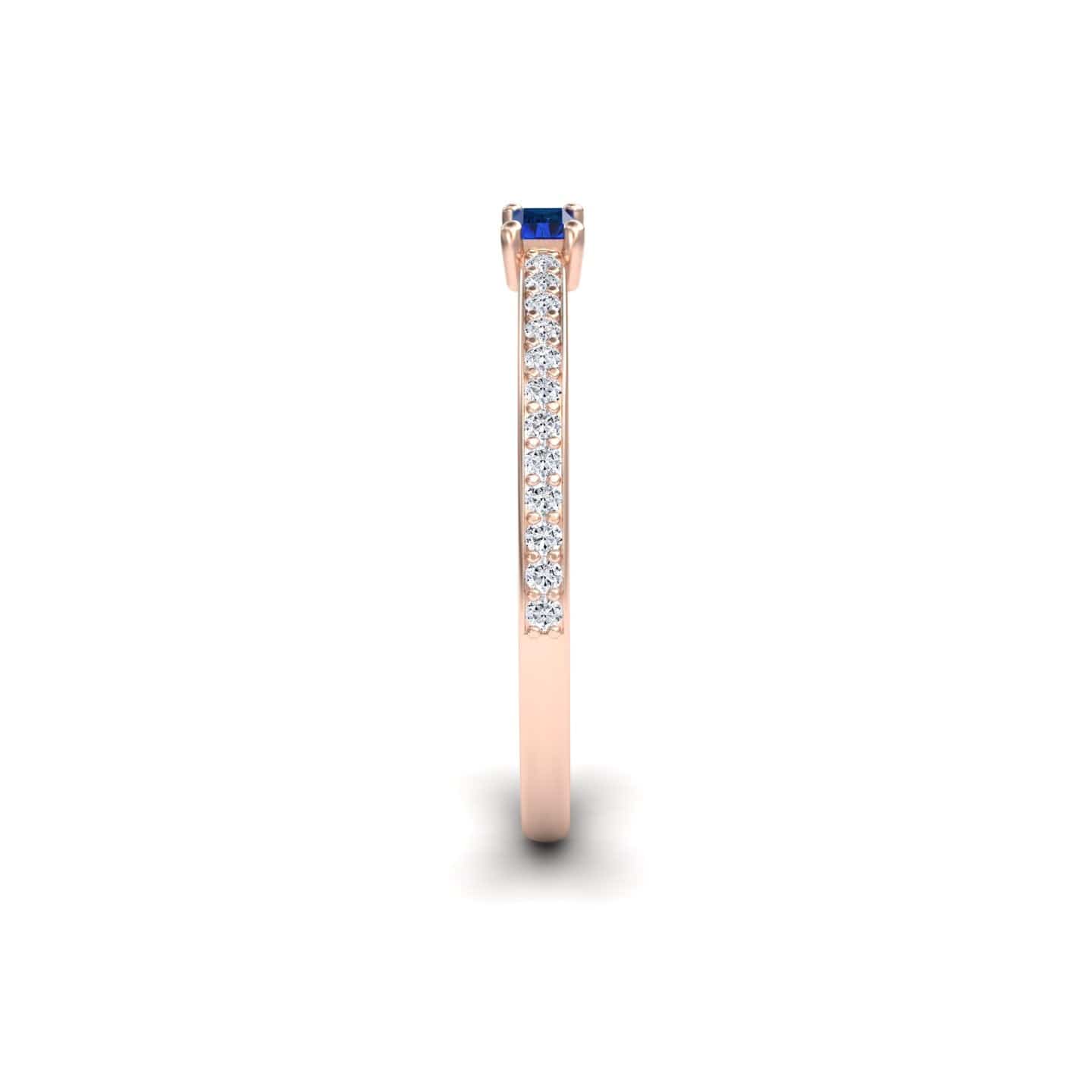 Blue Sapphire & Diamond Pave Ring - Dia