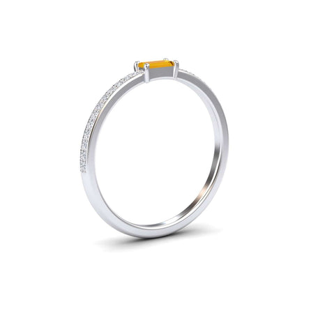 Citrine & Diamond Pave Ring - Dia