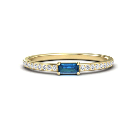 London Blue Topaz & Diamond Pave Ring - Dia