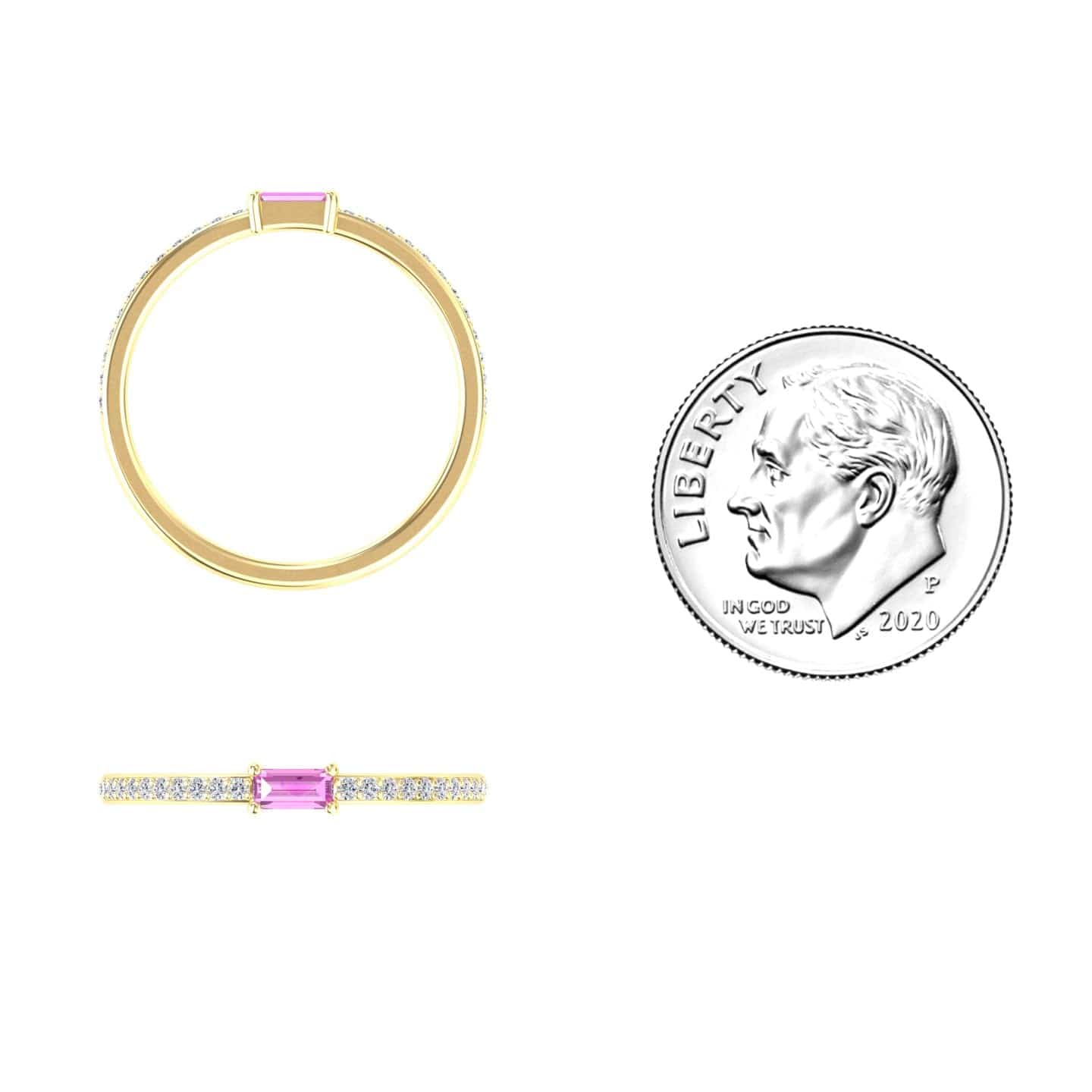 Pink Sapphire & Diamond Pave Ring - Dia