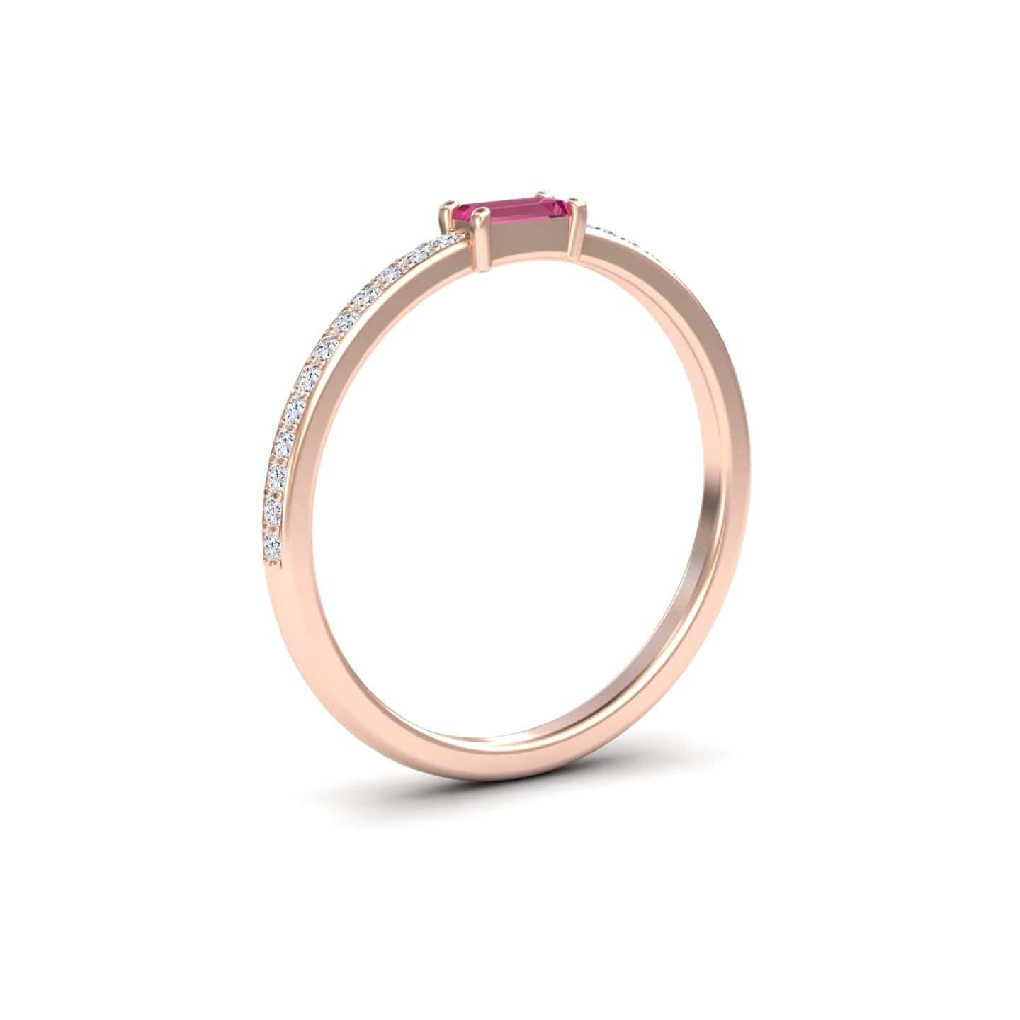 Pink Tourmaline & Diamond Pave Ring - Dia