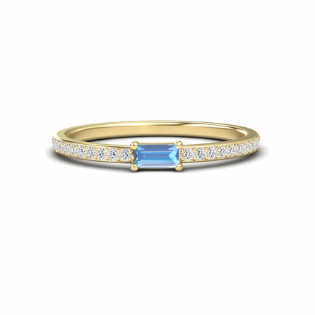 Swiss Blue Topaz & Diamond Pave Ring - Dia