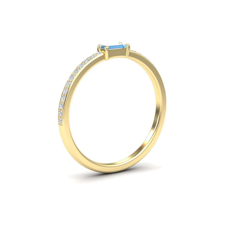 Swiss Blue Topaz & Diamond Pave Ring - Dia