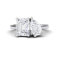 White Moissanite Toi et Moi Cocktail Ring - Ellen