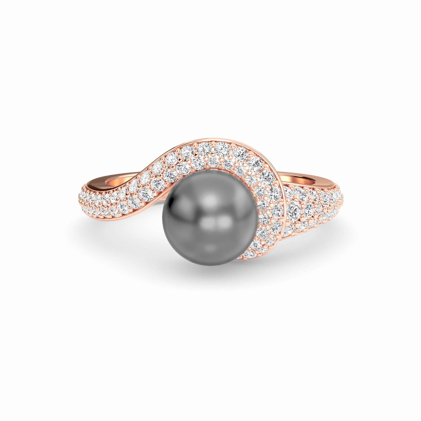 Tahitian Pearl & Diamond Accented Twist Ring - Eliana