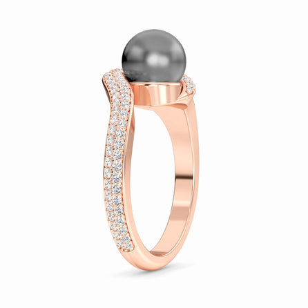 Tahitian Pearl & Diamond Accented Twist Ring - Eliana