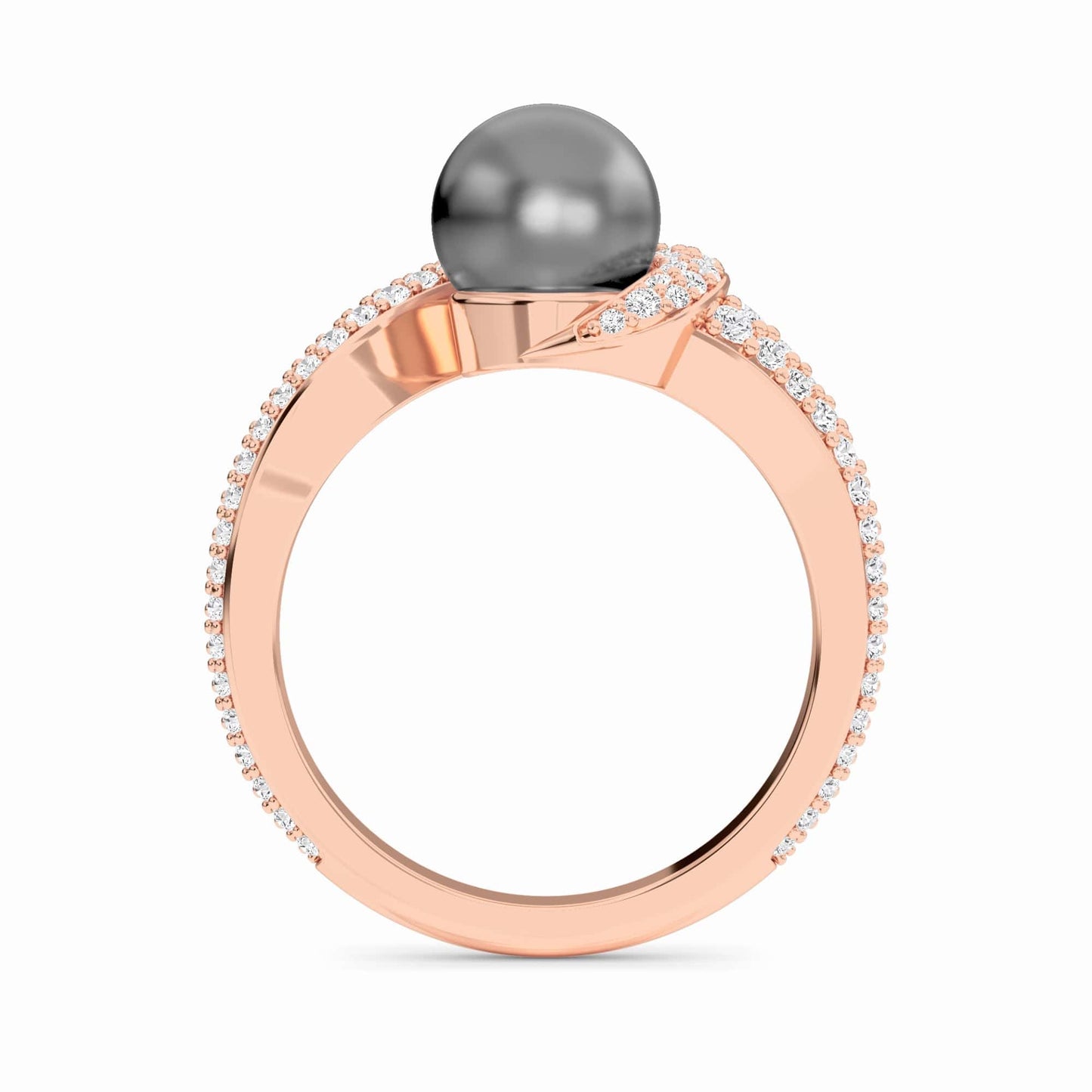 Tahitian Pearl & Diamond Accented Twist Ring - Eliana