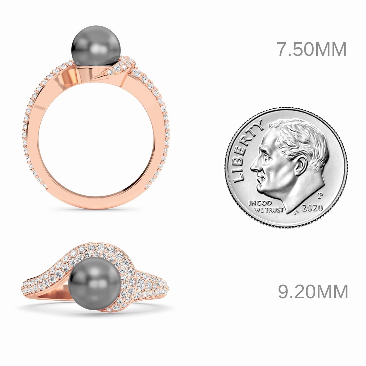 Tahitian Pearl & Diamond Accented Twist Ring - Eliana