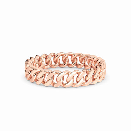 Gold Cuban Link Chain Ring - Esmeralda