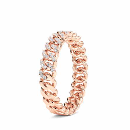 White Diamond Chain Link Ring - Ines