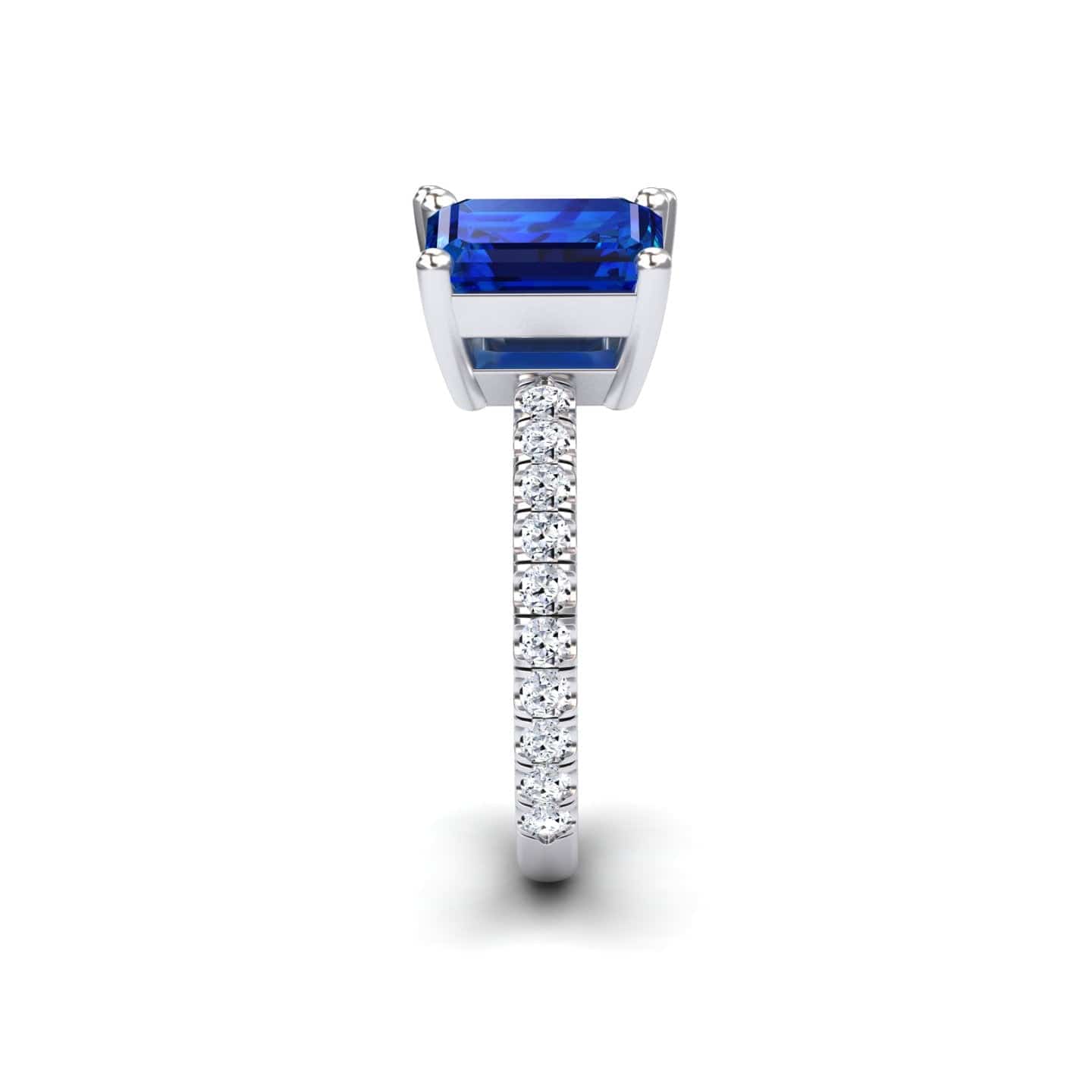 Lab Grown Blue Sapphire & Moissanite Toi et Moi Ring - Gauri