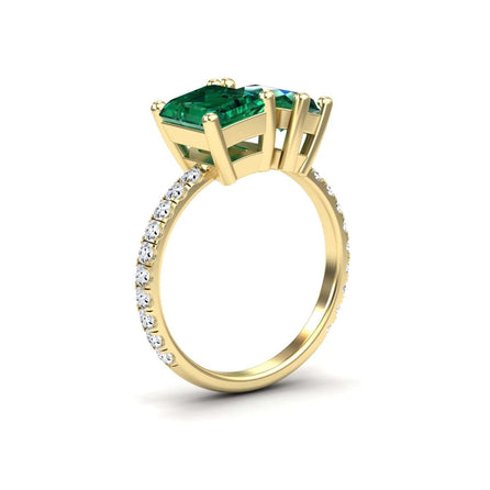 Lab Grown Emerald Toi et Moi Ring - Gauri
