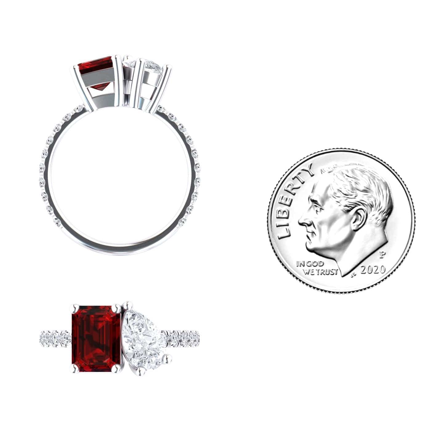 Lab Grown Ruby & Moissanite Toi et Moi Ring - Gauri