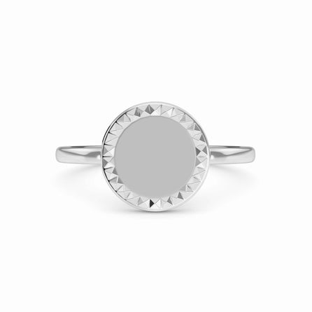 Engravable Faceted Signet Ring - Liliana