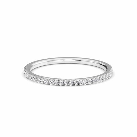 White Diamond Pave Half Eternity Band Ring - Stephanie